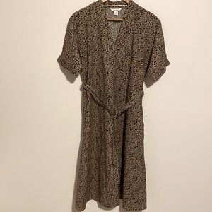 Joe Fresh Linen/Cotton Leopard Print Midi Dress